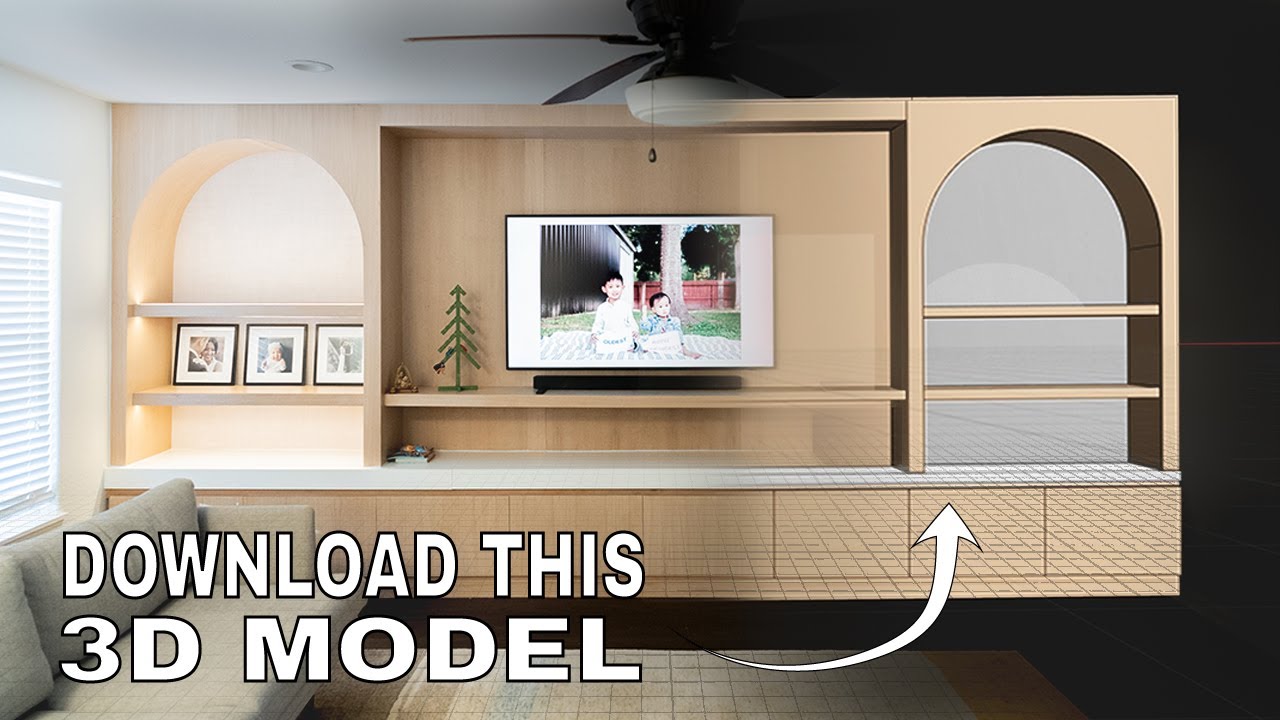 17FT WHITE OAK MEDIA CENTER 3D MODEL